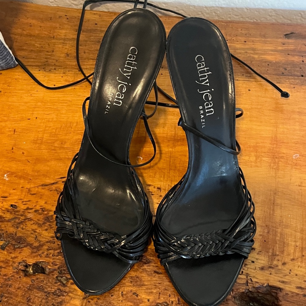 Cathy Jean Black Strappy Heels